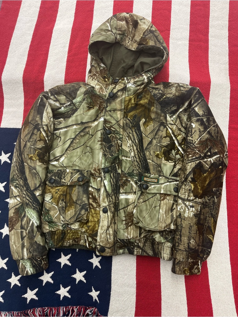 Remington Reversible Kids Camo Hooded Jacket - Green/Brown Boys Size 12/14